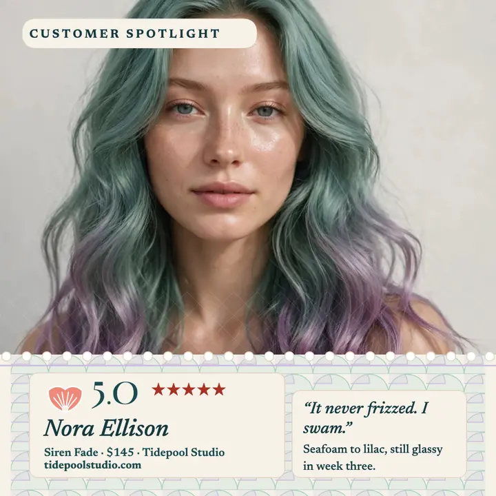 Tidepool mermaid hair review spotlight template