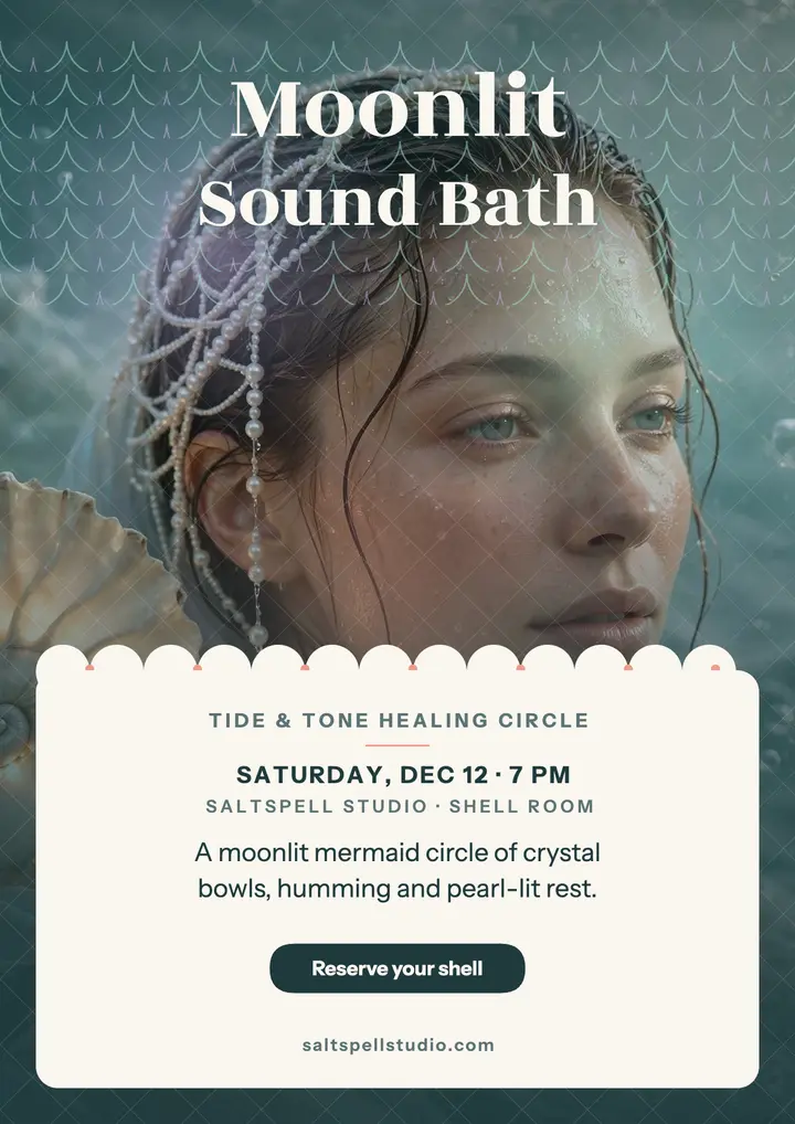 Moonlit mermaid sound bath flyer template