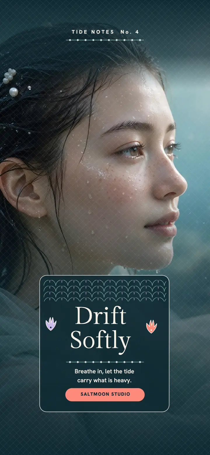 Drift Softly tide wallpaper, Saltmoon: tide affirmation wallpaper template
