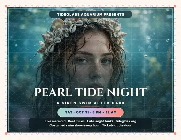 Pearl Tide Night mermaid flyer template