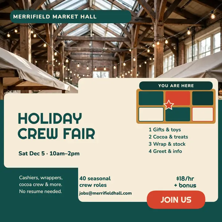 Merrifield holiday crew fair hiring post template