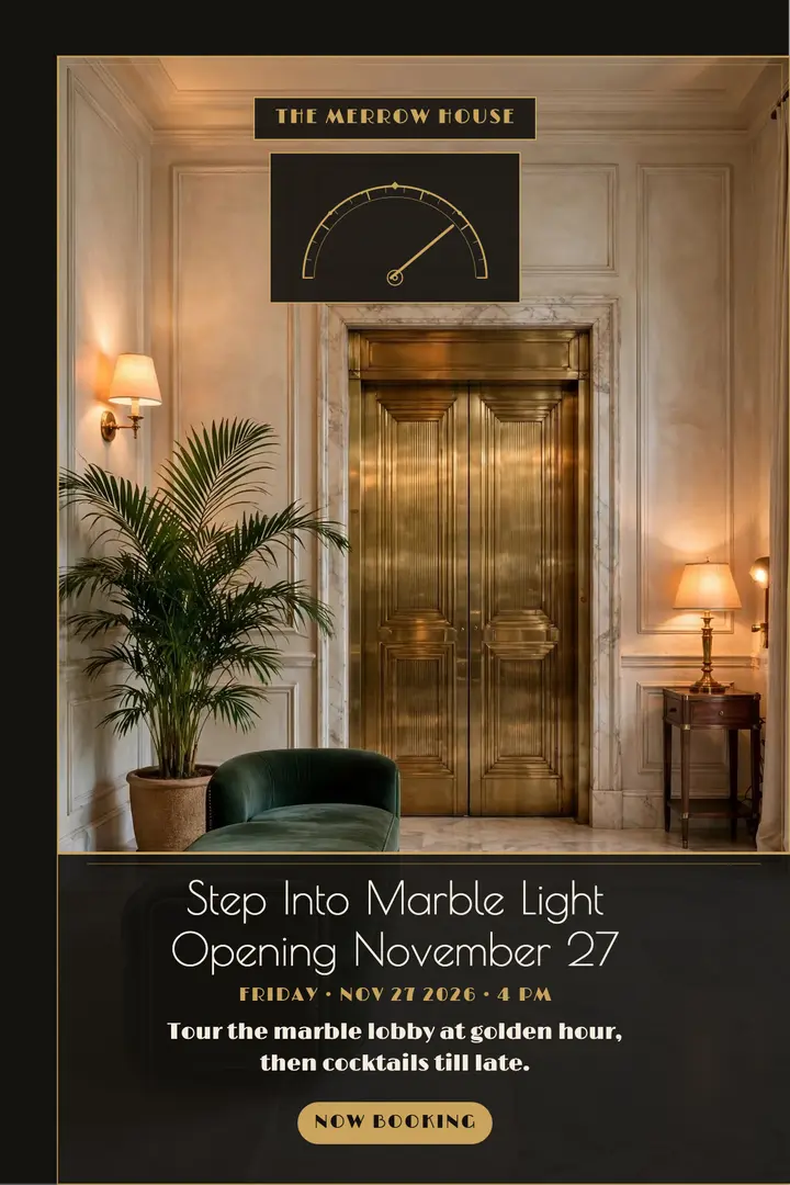 Merrow House hotel opening poster template