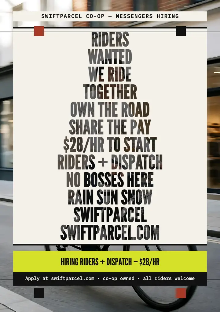 Swiftparcel riders wanted flyer: messenger hiring flyer template