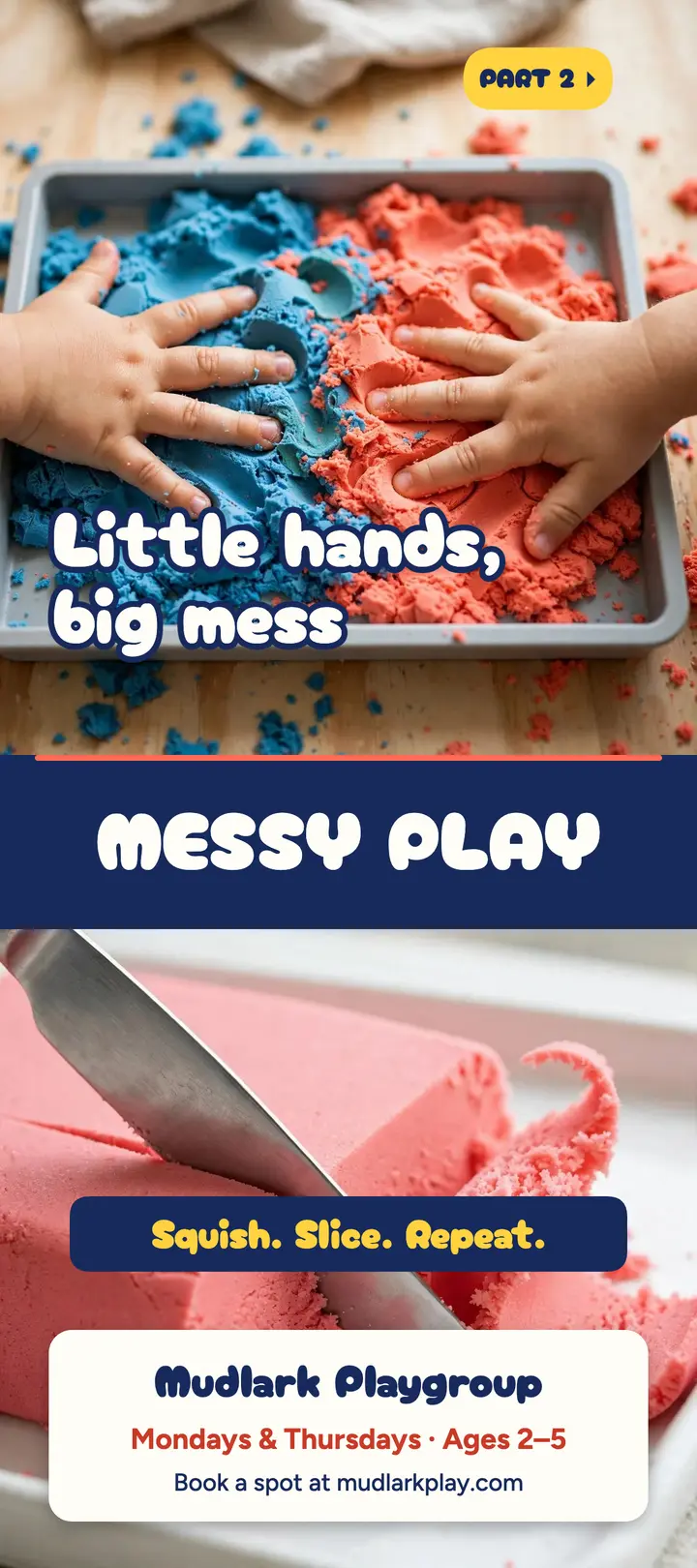 Mudlark Playgroup messy play rack card: messy play playgroup rack card template