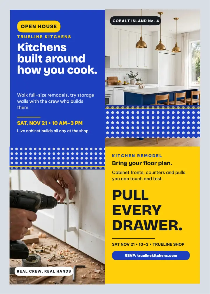 Trueline kitchen open house invitation: kitchen remodel open house invitation template