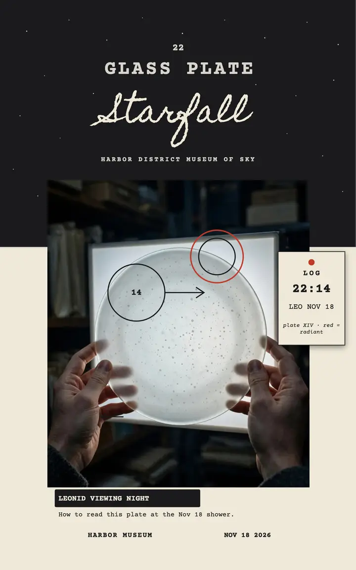 Leonid viewing night glass plate guide template