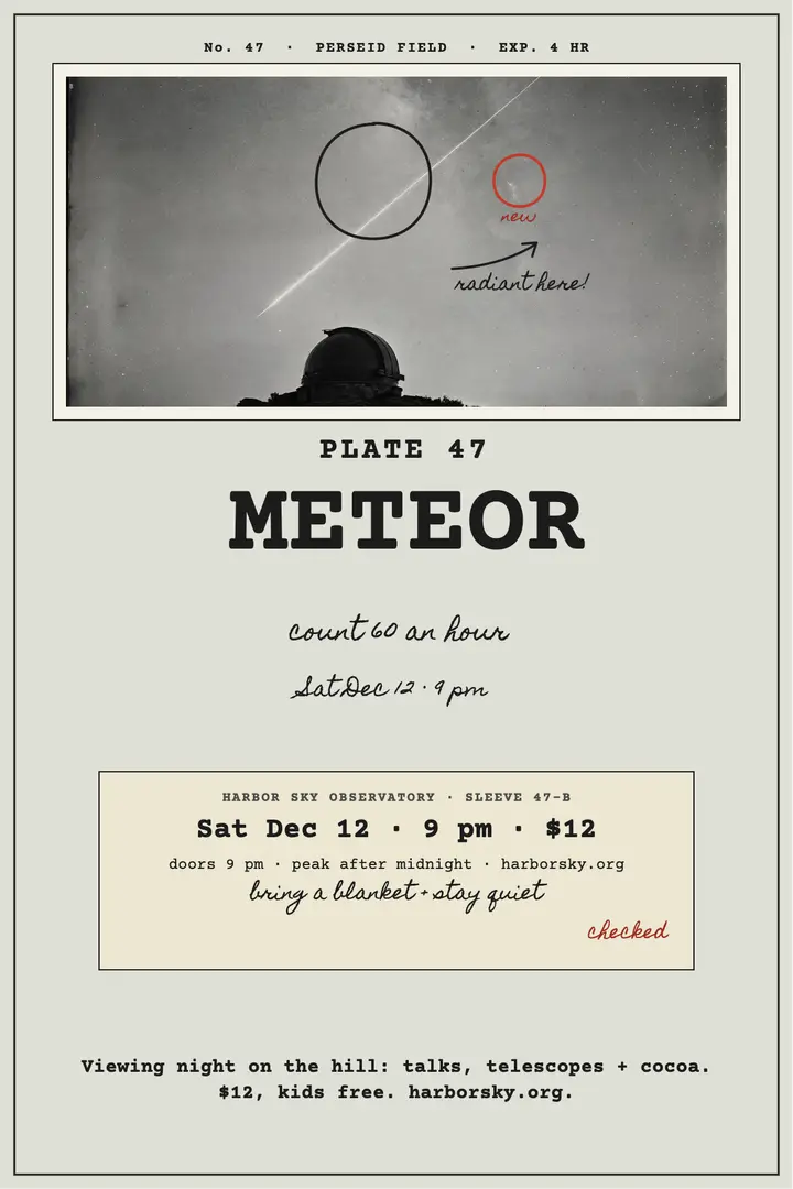 Harbor Sky meteor night glass plate poster template