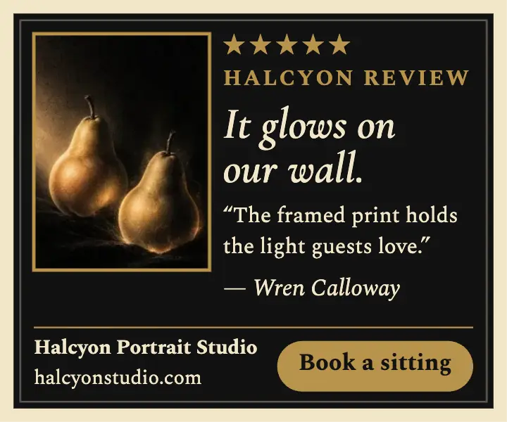 Halcyon studio review ad, mezzotint: studio review ad template
