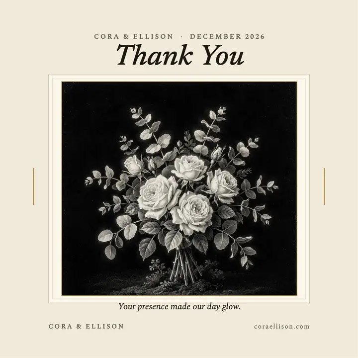 Cora and Ellison mezzotint thank you template
