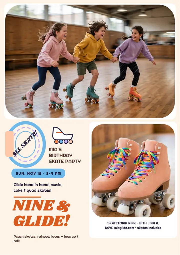 Mia's Nine and Glide skate flyer template