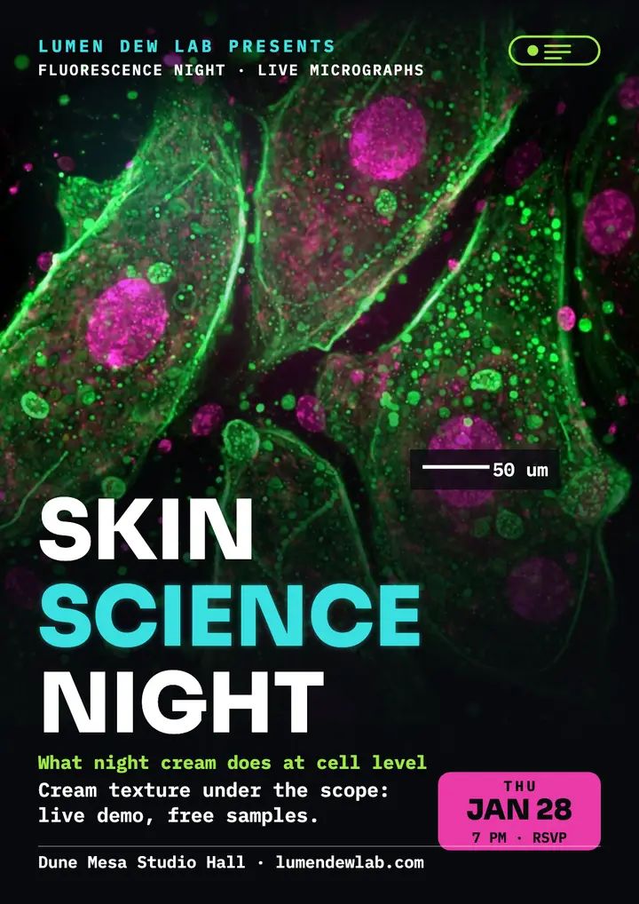 Skin Science Night lab flyer template