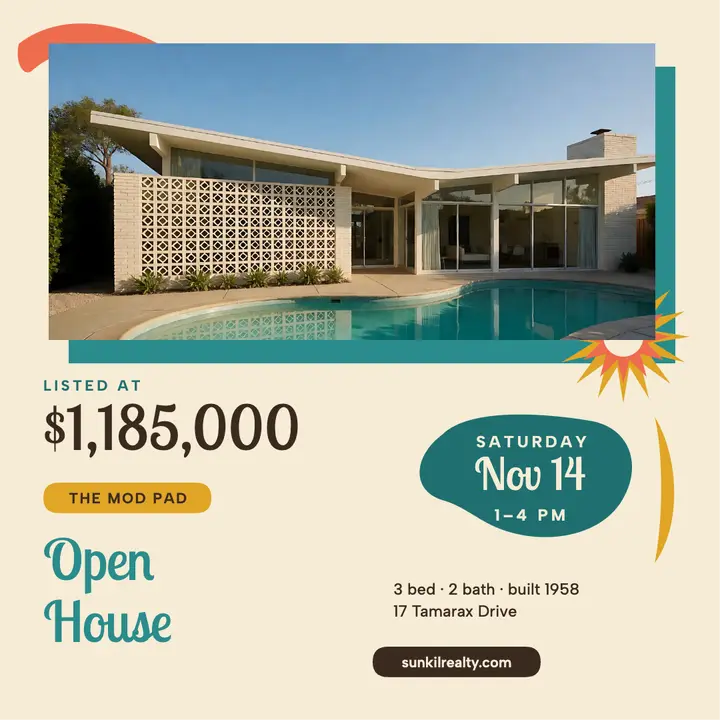 Mod Pad open house mid-century post template