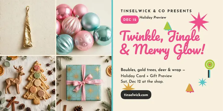 Tinselwick mid-century Christmas gift post template