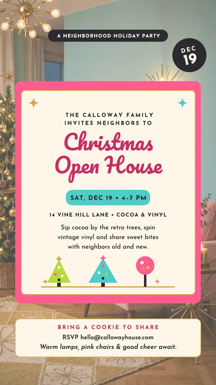 Calloway Christmas open house story template