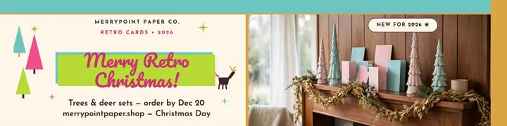 Merrypoint retro Christmas cards banner template