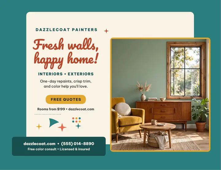 Dazzlecoat house painter promo flyer: house painter flyer template