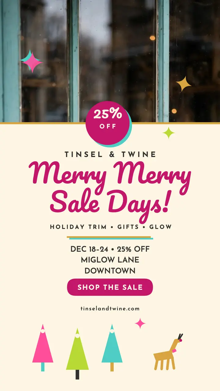 Tinsel and Twine merry sale story template