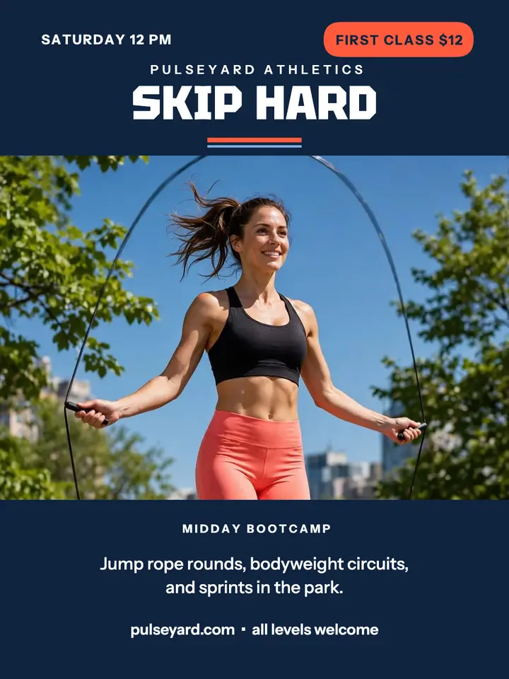 Pulseyard midday bootcamp flash portrait: bootcamp workout post template