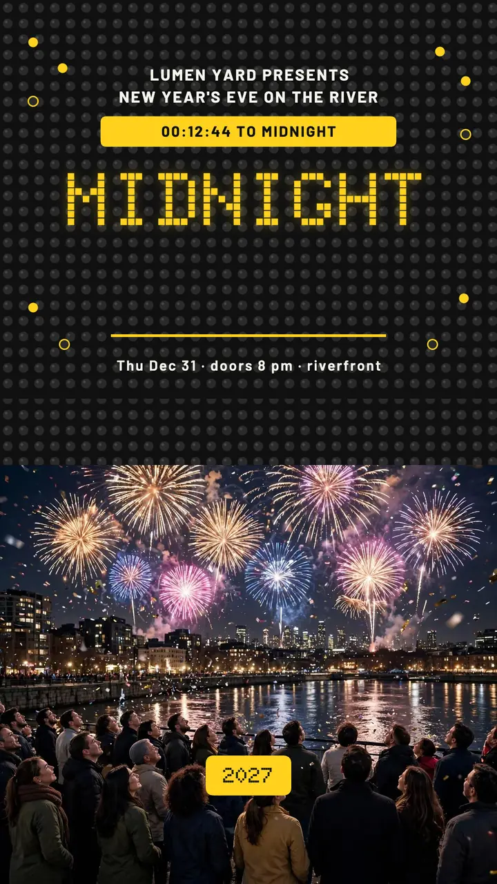 Lumen Yard New Year flip-dot countdown story template