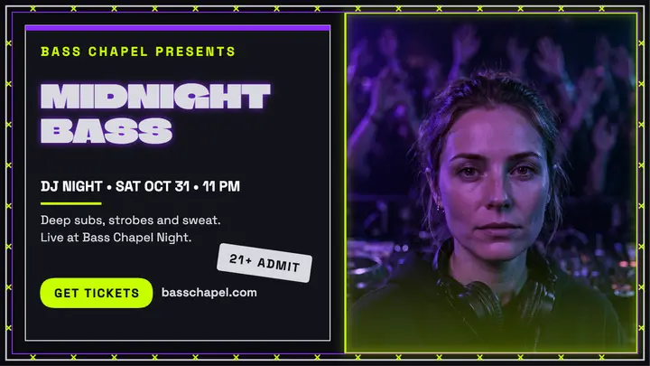 Midnight Bass DJ night thumbnail template