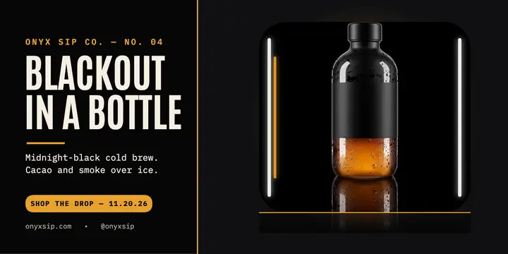 Onyx Sip midnight black cold brew launch: cold brew launch post template