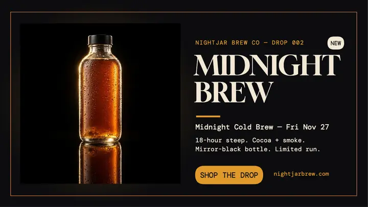 Nightjar midnight cold brew drop thumbnail template