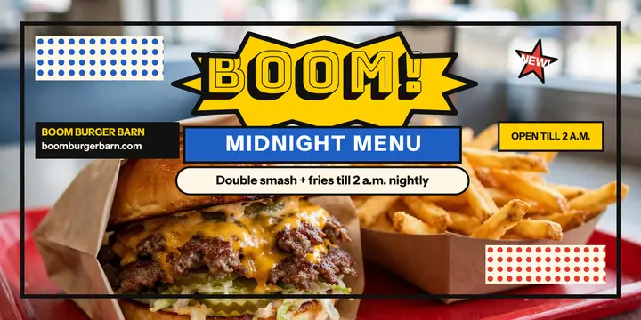 Boom Burger Barn midnight pop post template