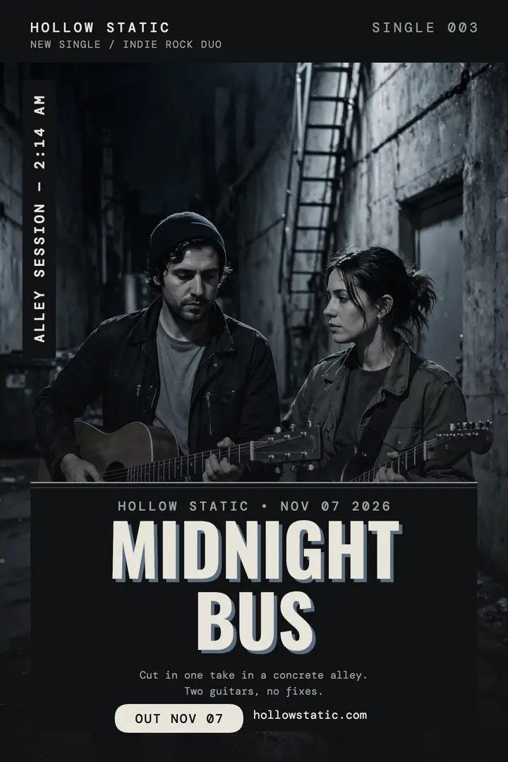Midnight Bus single poster, Hollow Static: single drop poster template