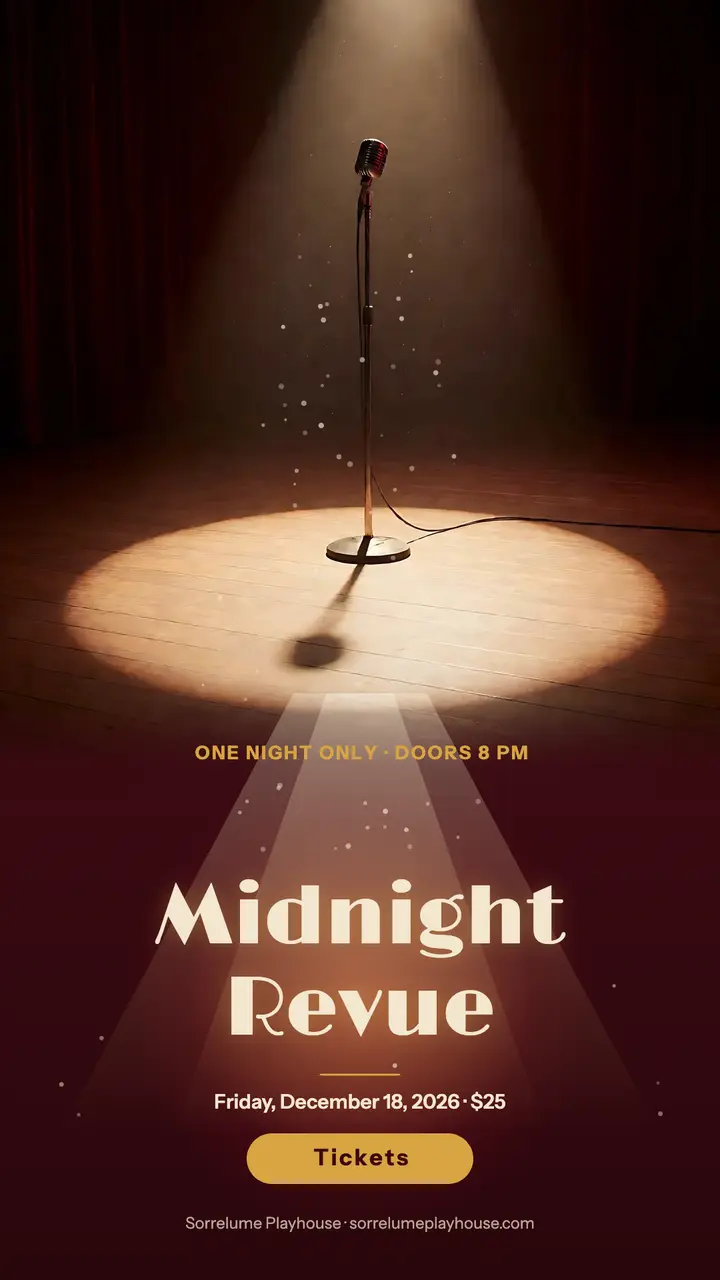 Midnight cabaret revue story, dramatic spotlight template