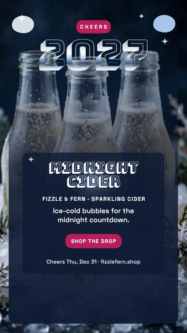 Midnight Cider chrome New Year story template