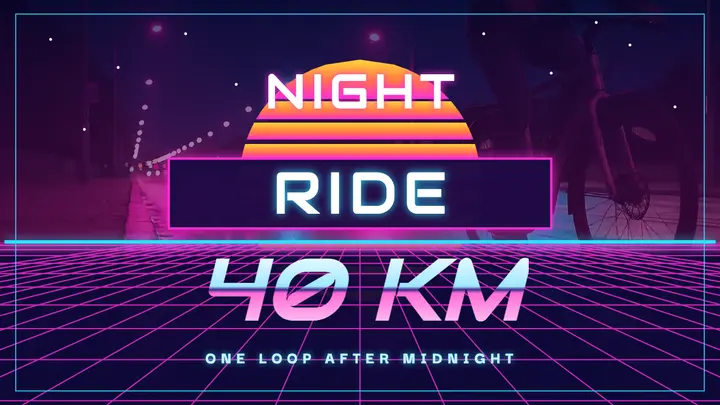 Midnight city ride cycling vlog YouTube thumbnail, synthwave outrun template