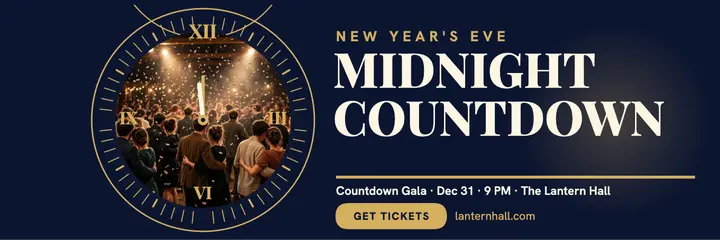 Midnight countdown New Year header template