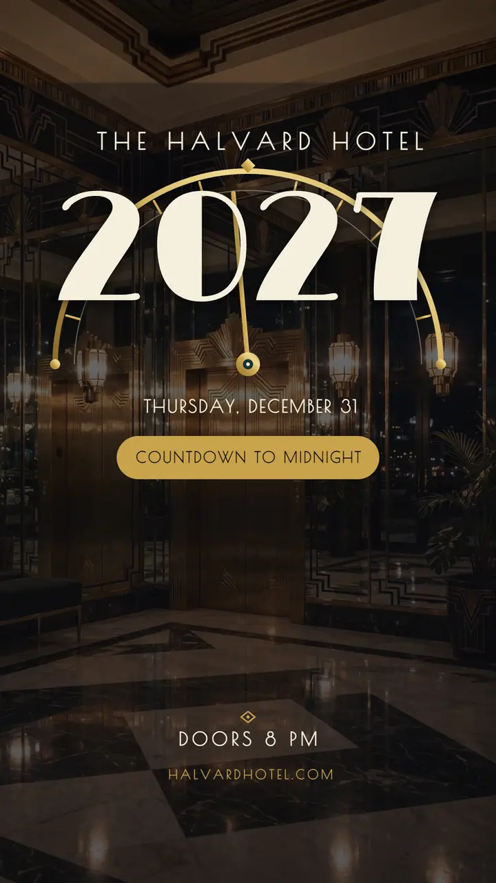 Halvard Hotel New Year countdown story: new year countdown story template