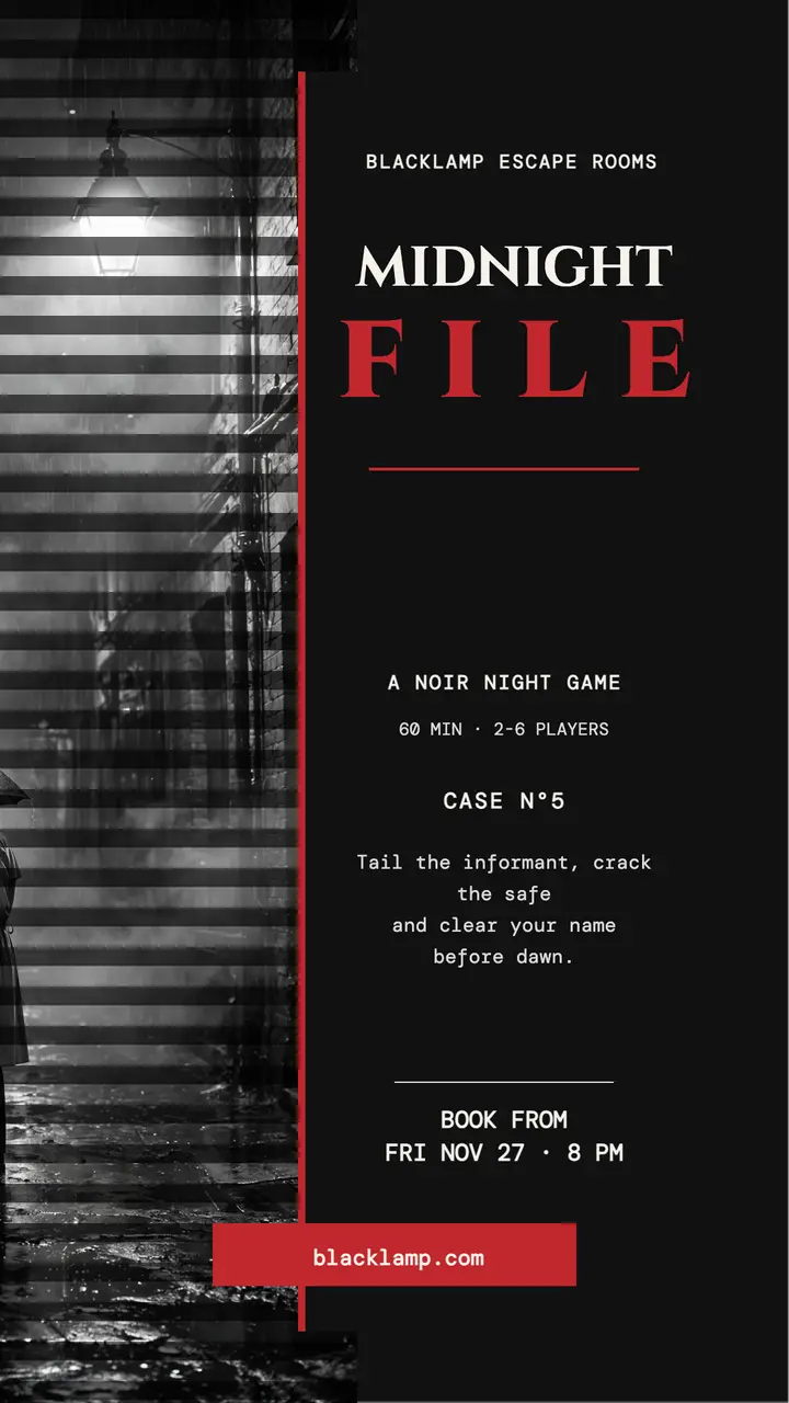 Midnight File noir escape room story template