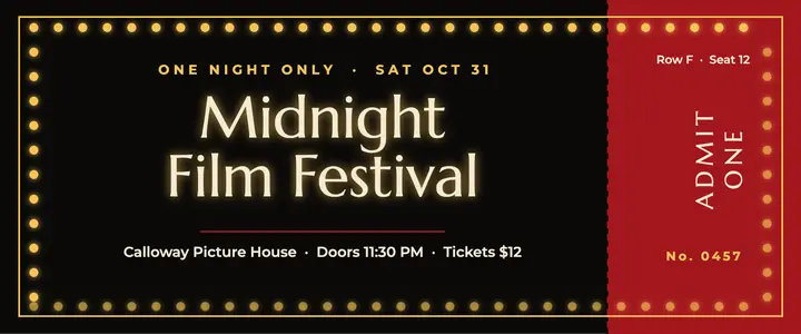 Midnight film festival ticket template