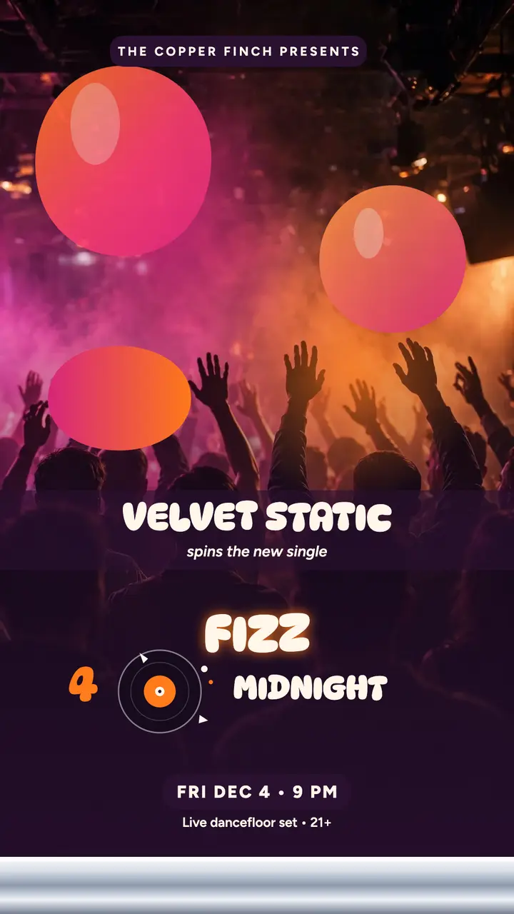 Velvet Static Midnight Fizz DJ story template