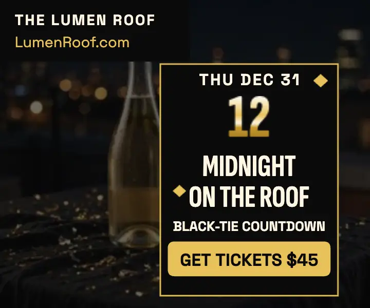 Lumen Roof midnight rooftop NYE ad: nye party ad template