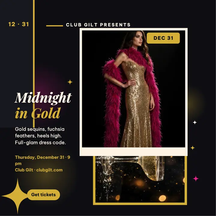 Midnight in Gold NYE glam party post template