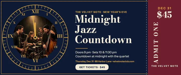 Velvet Note midnight jazz countdown ticket: jazz countdown ticket template