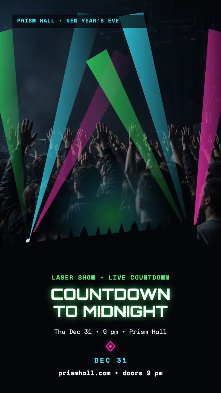 Prism Hall midnight laser countdown story template