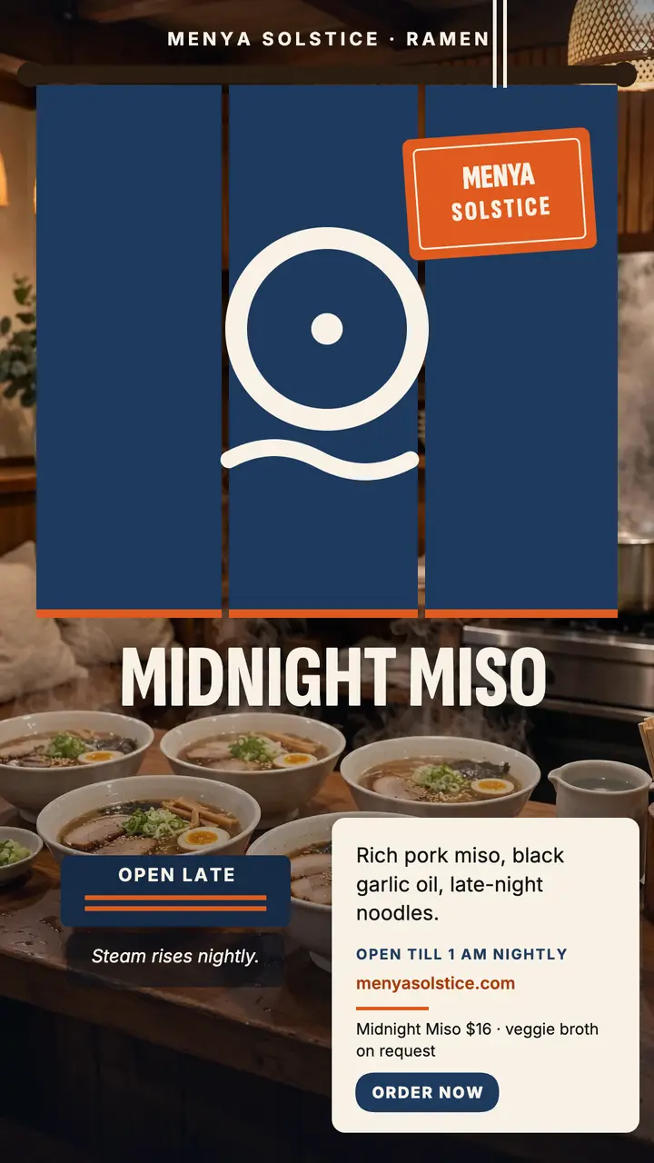 Menya Solstice midnight miso noren story template
