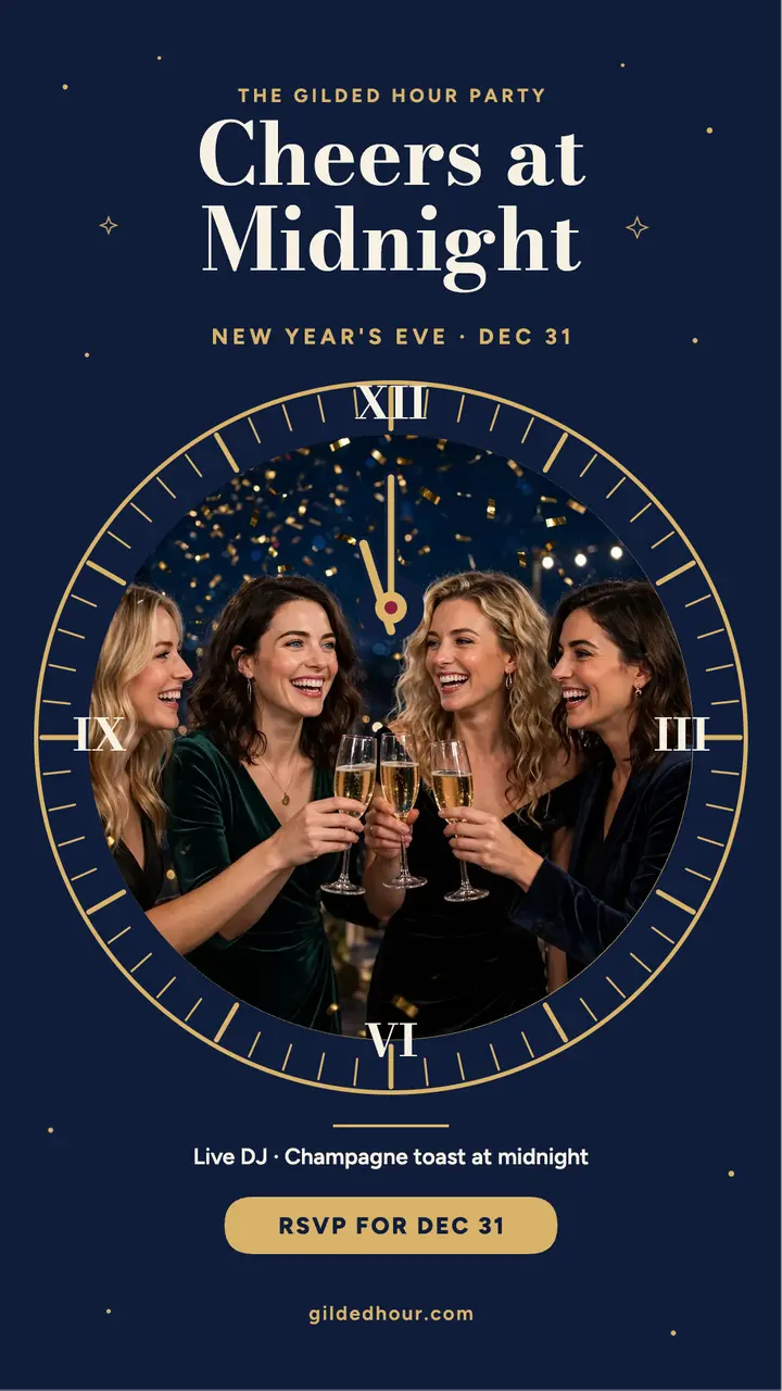 Gilded Hour midnight countdown story: new year countdown story template