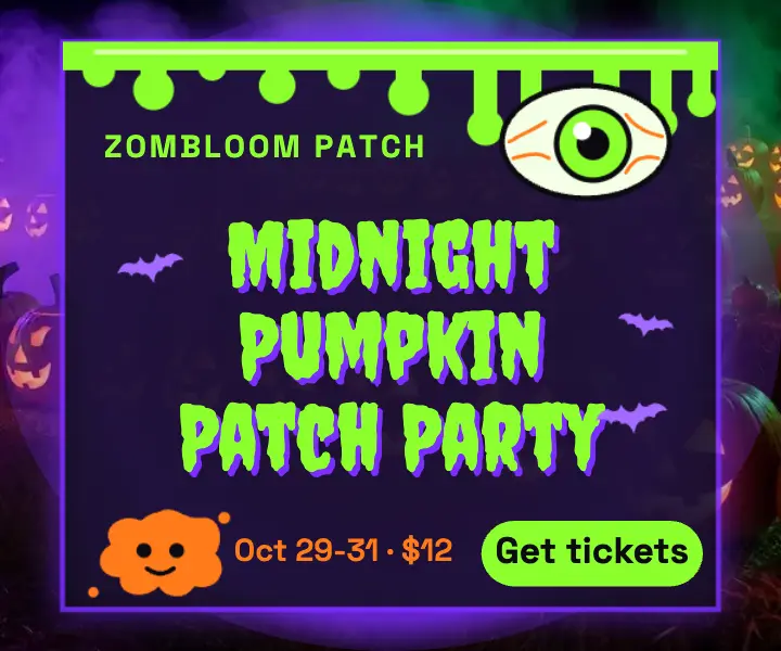 Zombloom Patch midnight pumpkin party ad template