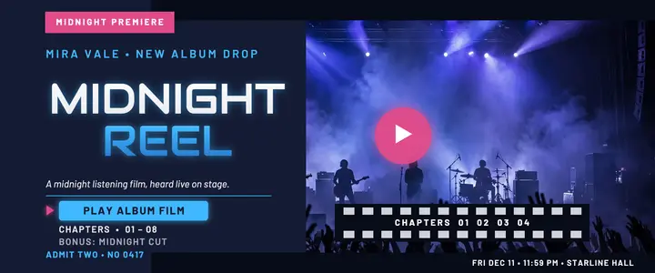 Mira Vale Midnight Reel listening ticket template