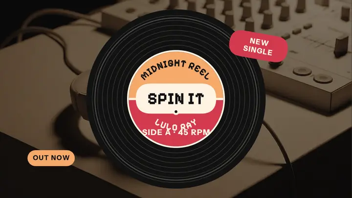Midnight Reel single drop vinyl thumbnail template