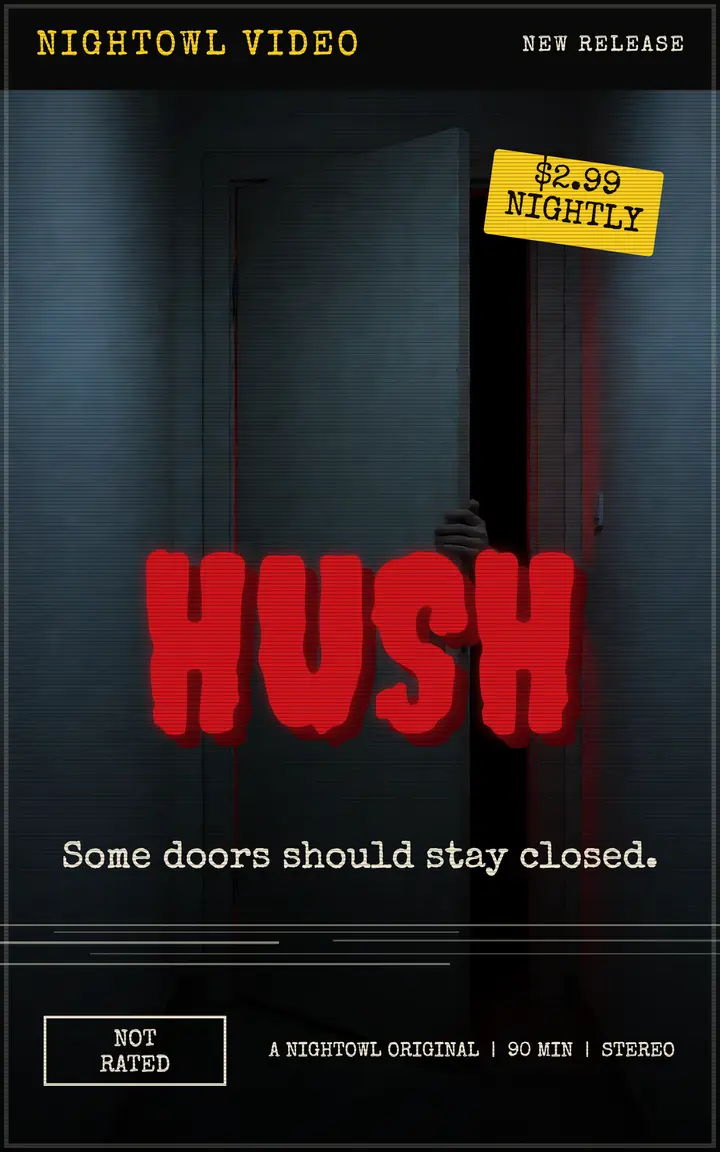 Nightowl Video Hush: horror movie night cover template