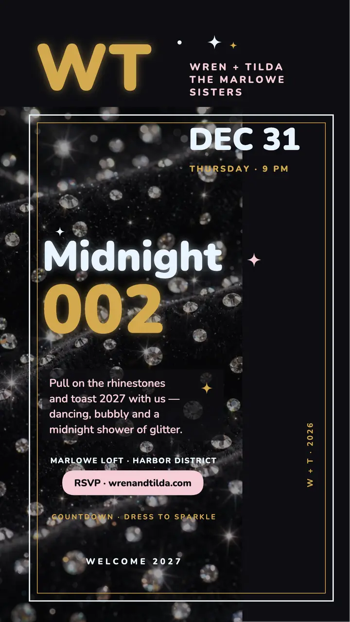 Wren and Tilda midnight rhinestone Eve invite template