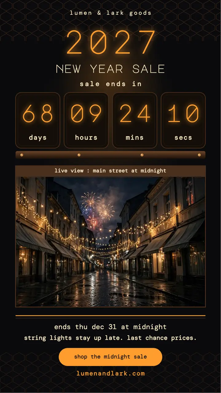 Lumen and Lark midnight sale countdown template