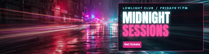 Midnight sessions neon noir billboard: dj night billboard ad template