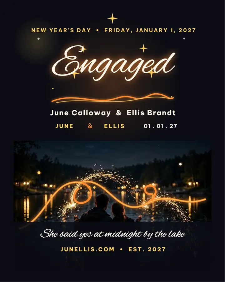 Sparkler engagement post, New Year template